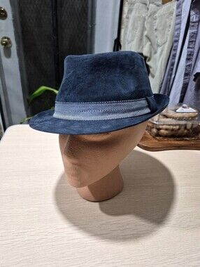 Henschel Hat Co. Navy Ultra Suede Fedora Hat Medium